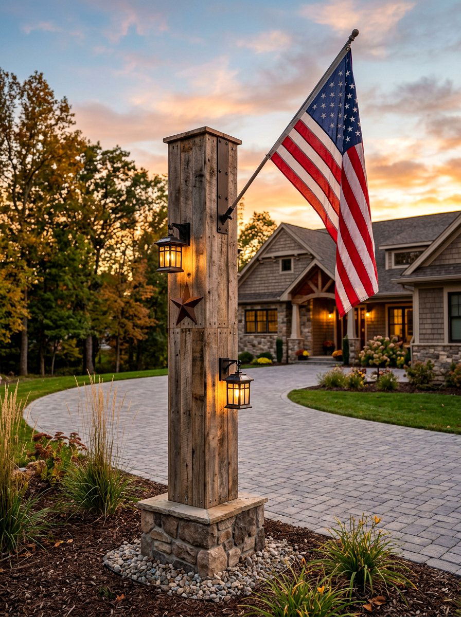 Tall Pallet Flag Column - 25 Pallet Flag Holder Ideas