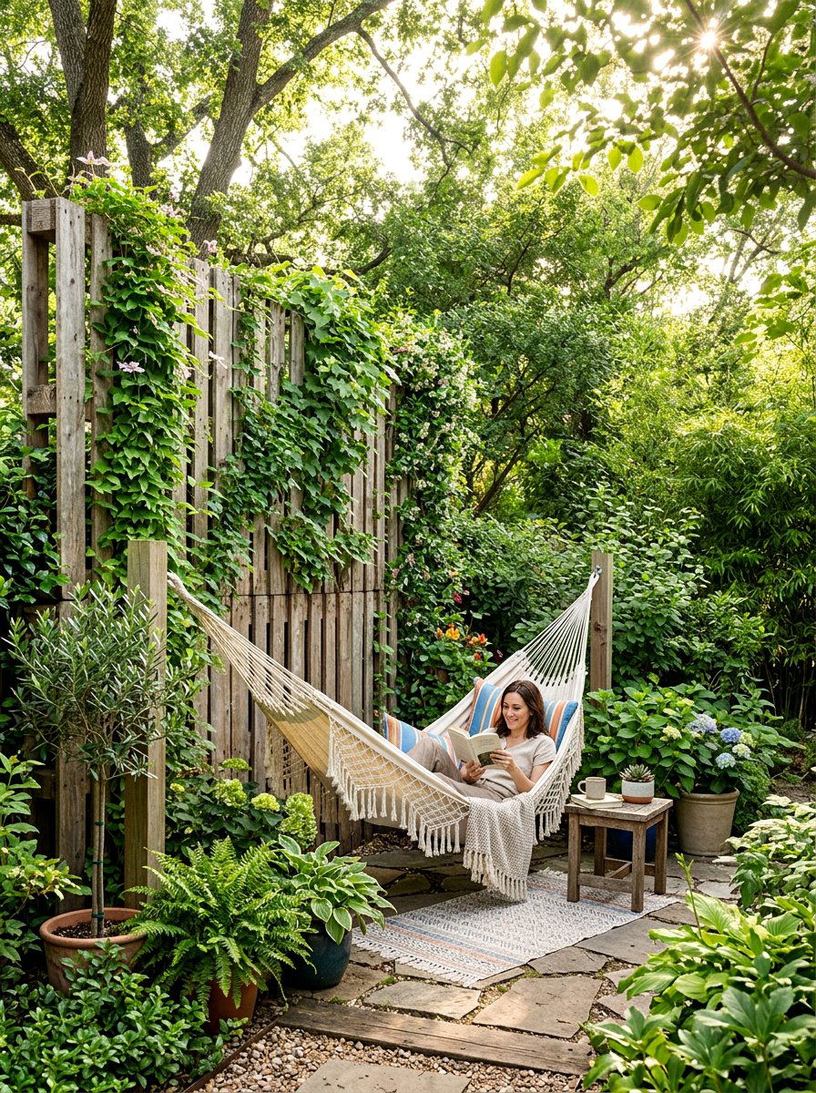 Tall Pallet Privacy Screen - 25 Pallet Deck Railing Ideas