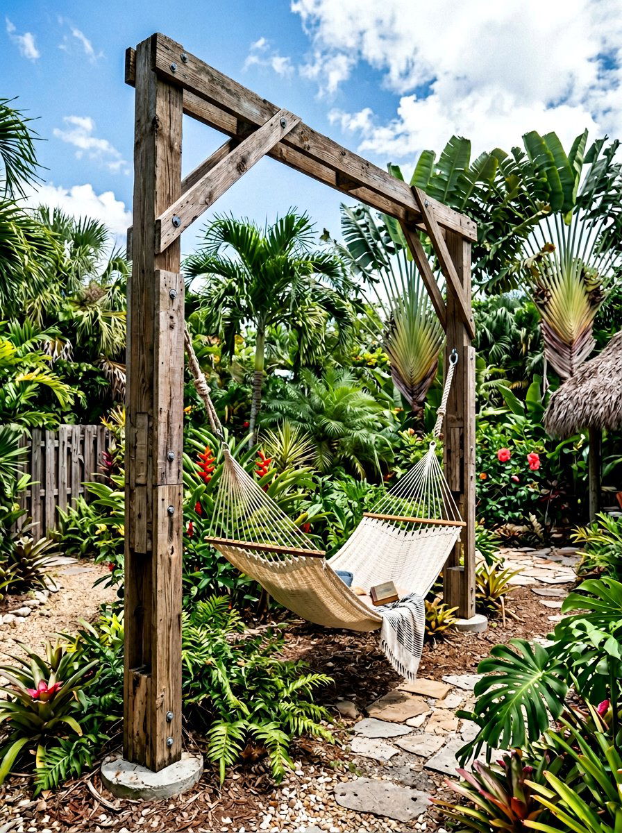 Tall Pallet Wood Post - 25 Pallet Hammock Stand Ideas