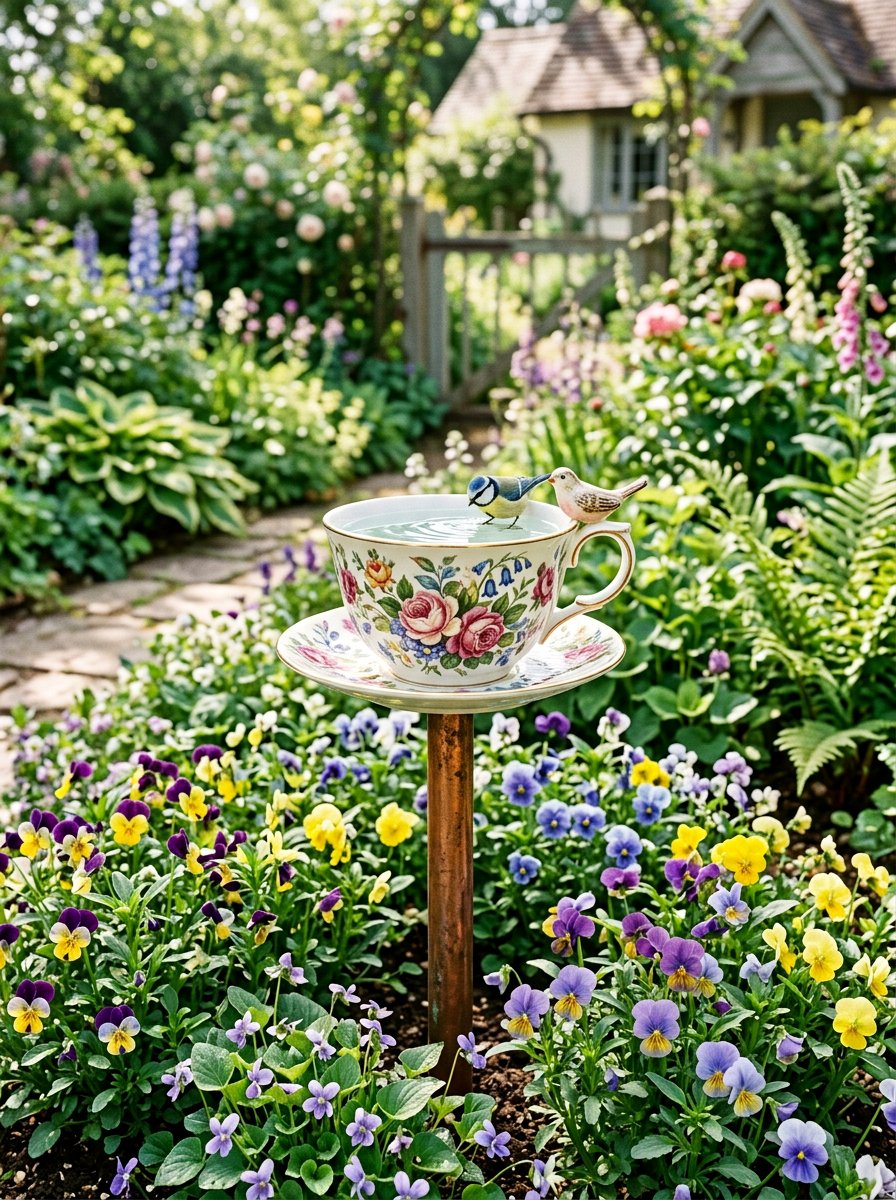 Teacup And Saucer Bird Bath - 25 unique bird bath ideas
