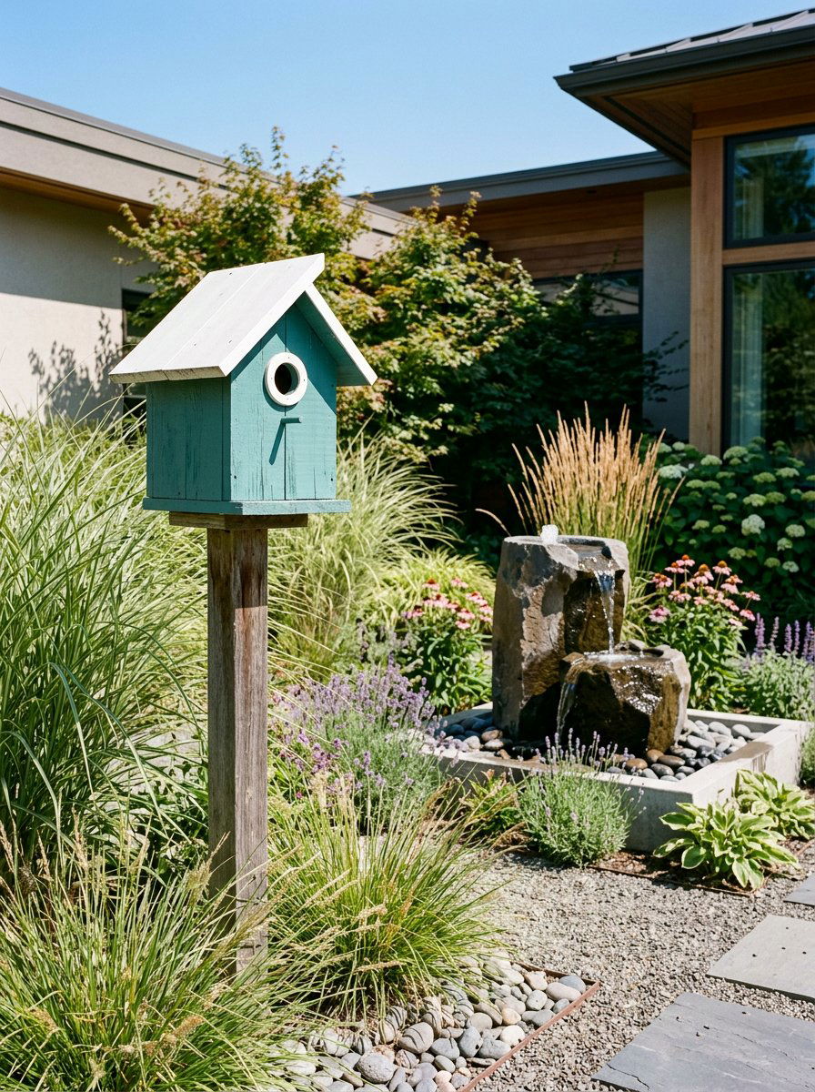 Teal birdhouse - 25 colorful birdhouse ideas