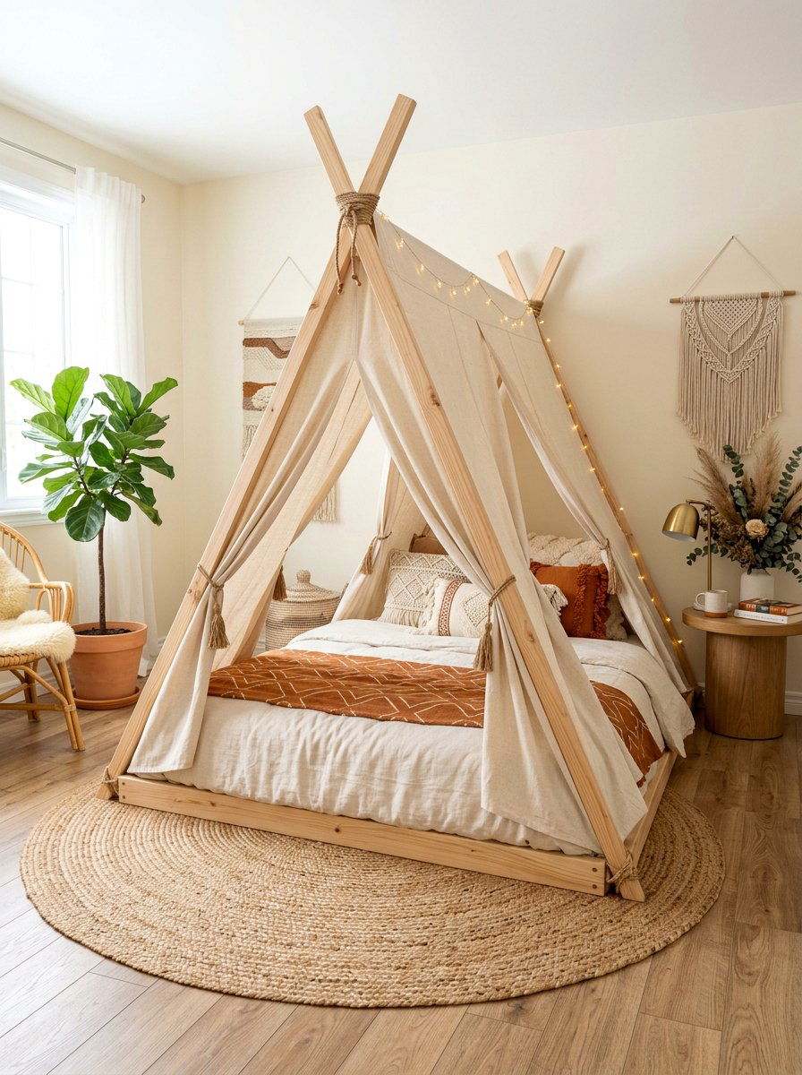 Teepee Bed Frame - 25 Pallet toddler bed ideas