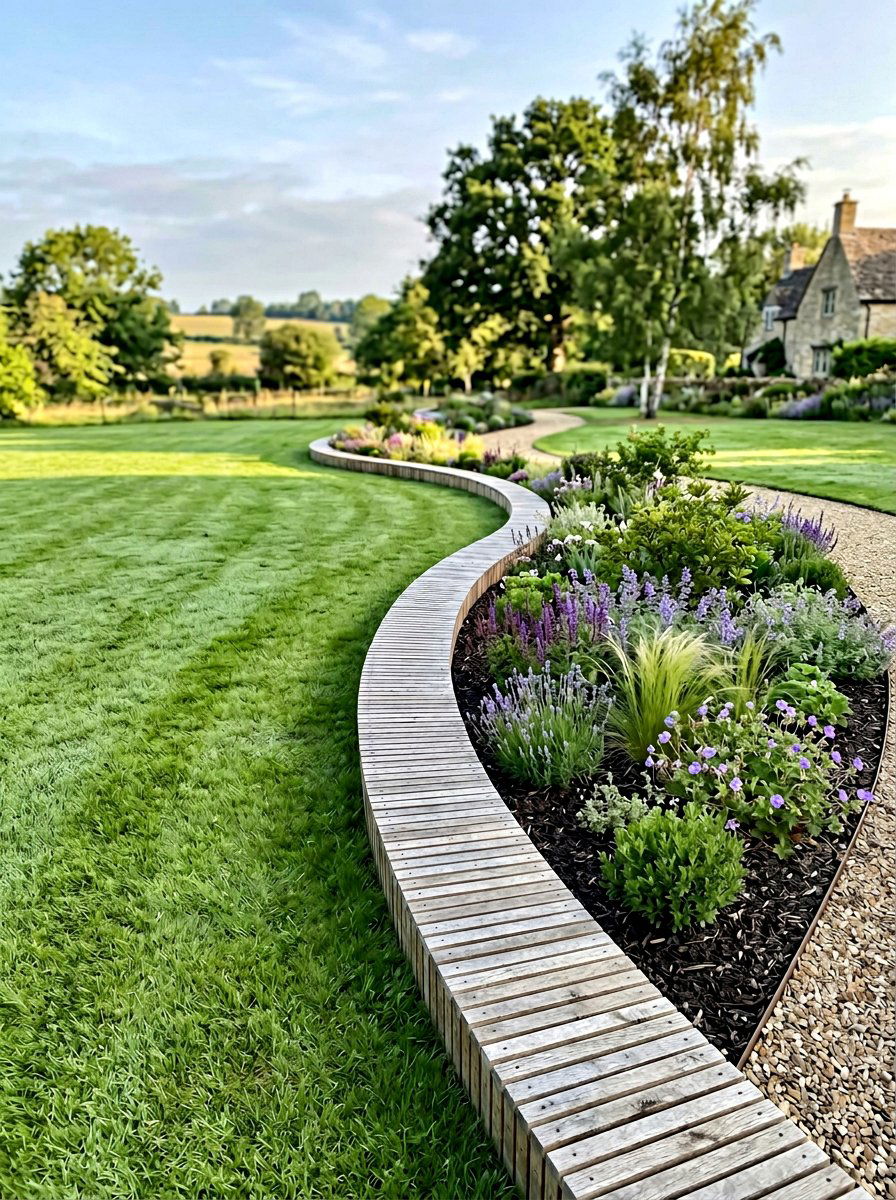 Thin Slat Garden Lining - 25 Pallet Garden Edging Ideas