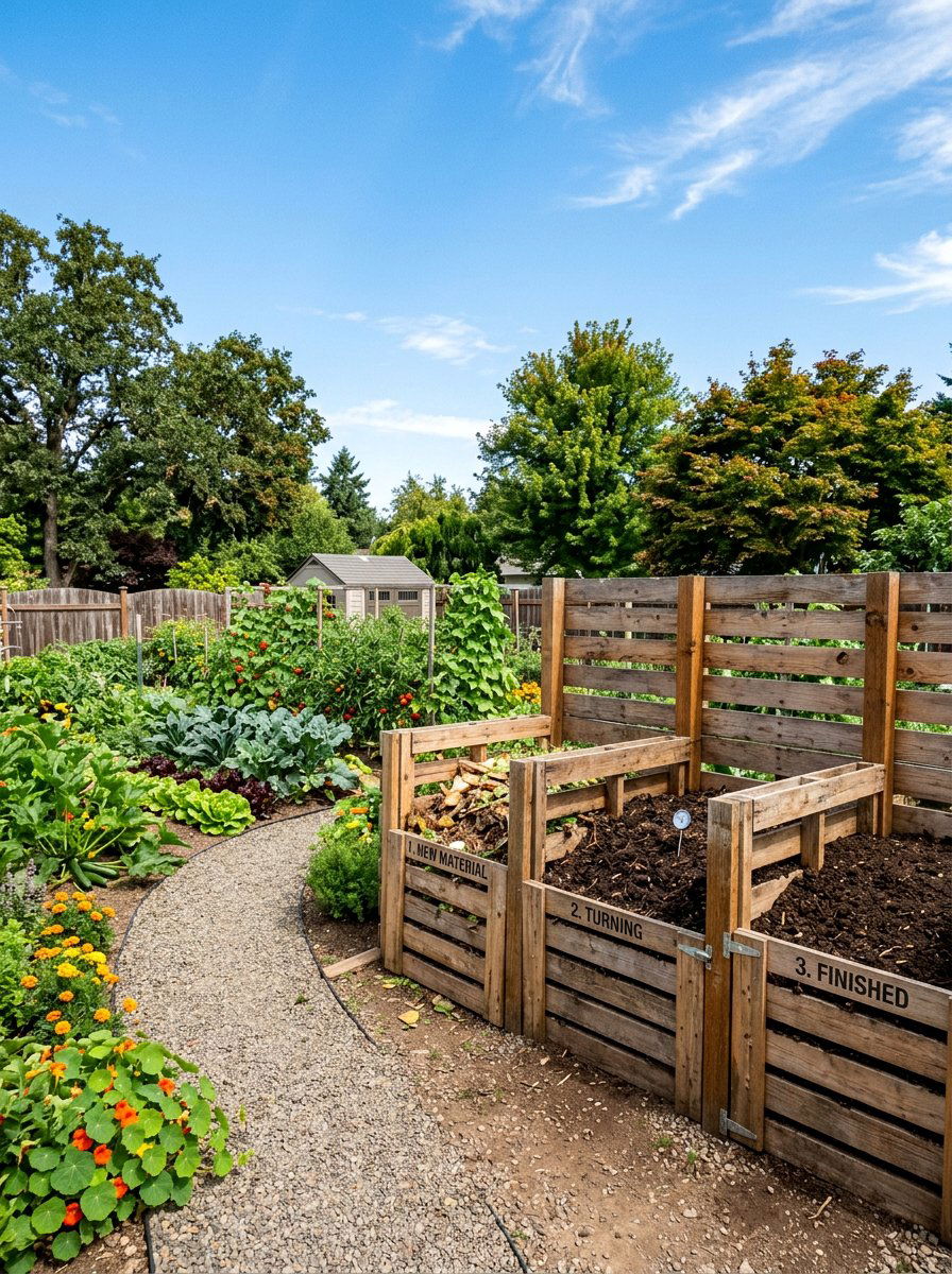 Three bin pallet compost system - 25 Pallet Compost Bin Ideas