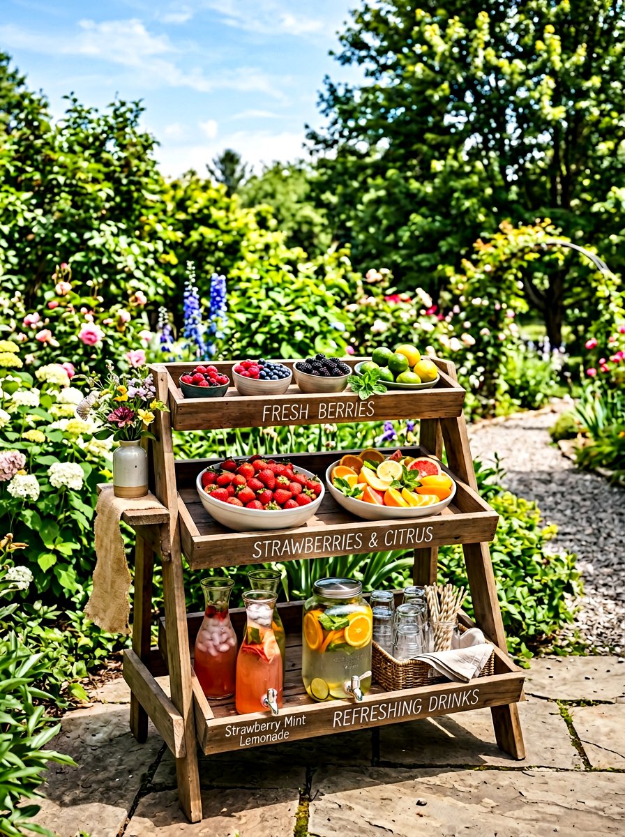 Tiered Fruit and Drink Station - 25 Pallet Outdoor Serving Cart Ideas