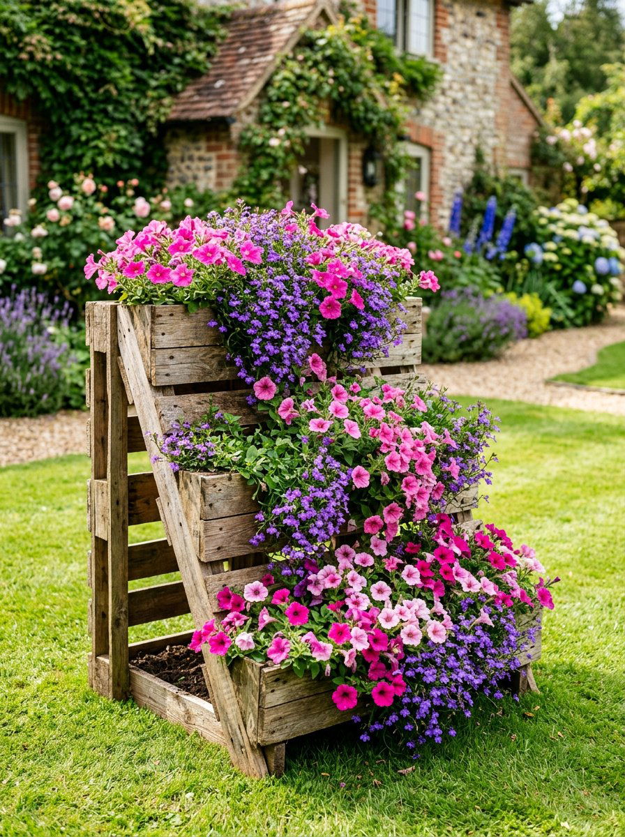 Tiered Pallet Flower Box - 25 Pallet Planter Box Ideas
