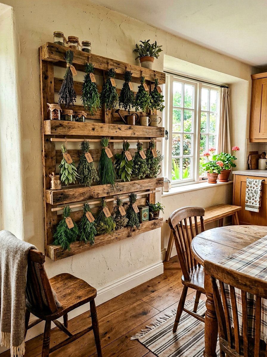 Tiered Pallet Herb Shelf - 25 Pallet Herb Drying Rack Ideas