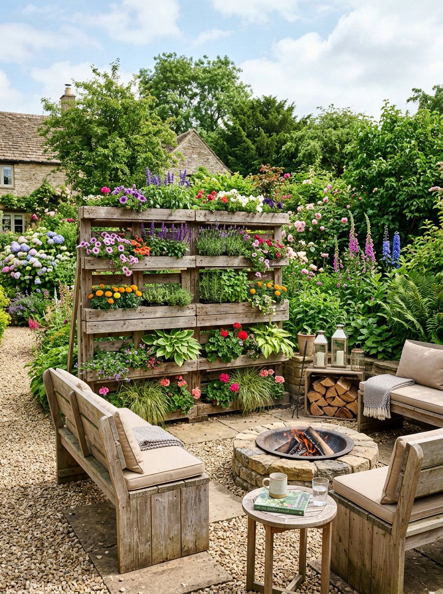 Tiered Pallet Plant Stand - 25 Pallet Fire Pit Surround Ideas