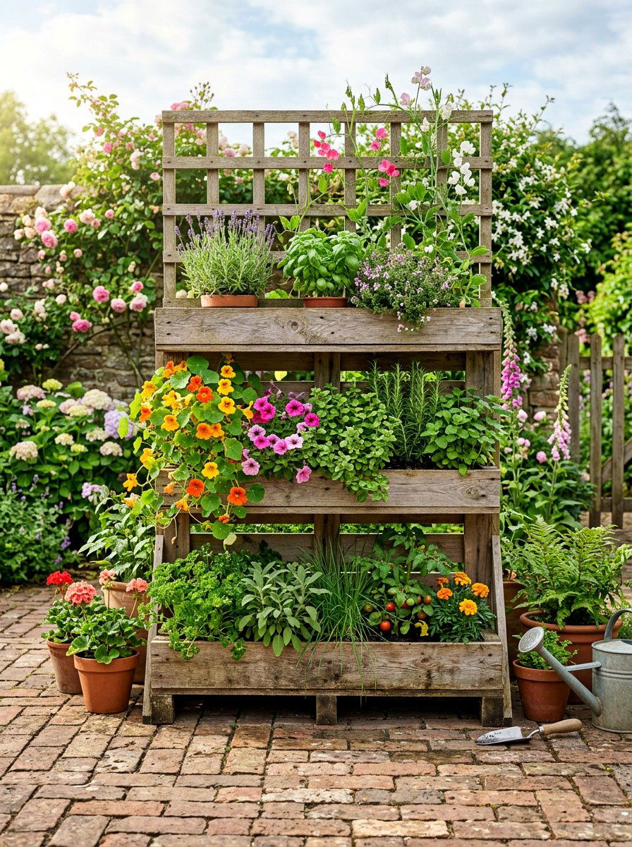 Tiered Pallet Trellis - 25 Pallet Trellis for Climbing Plants Ideas