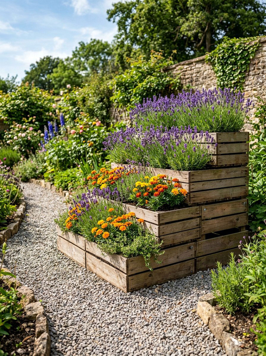 Tiered pallet box planter - 25 Pallet Tiered Planter Ideas