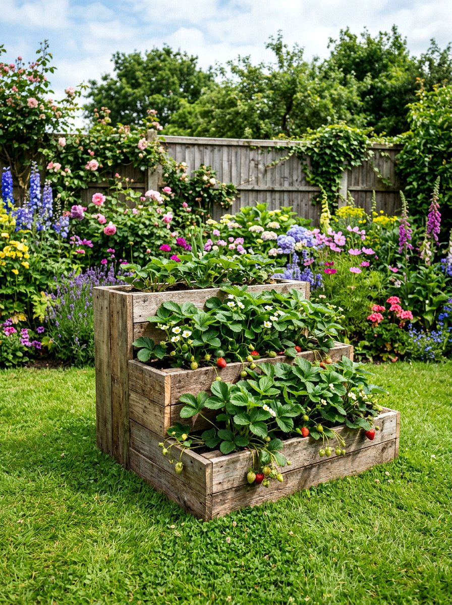 Tiered pallet planter - 25 Pallet Strawberry Planter Ideas
