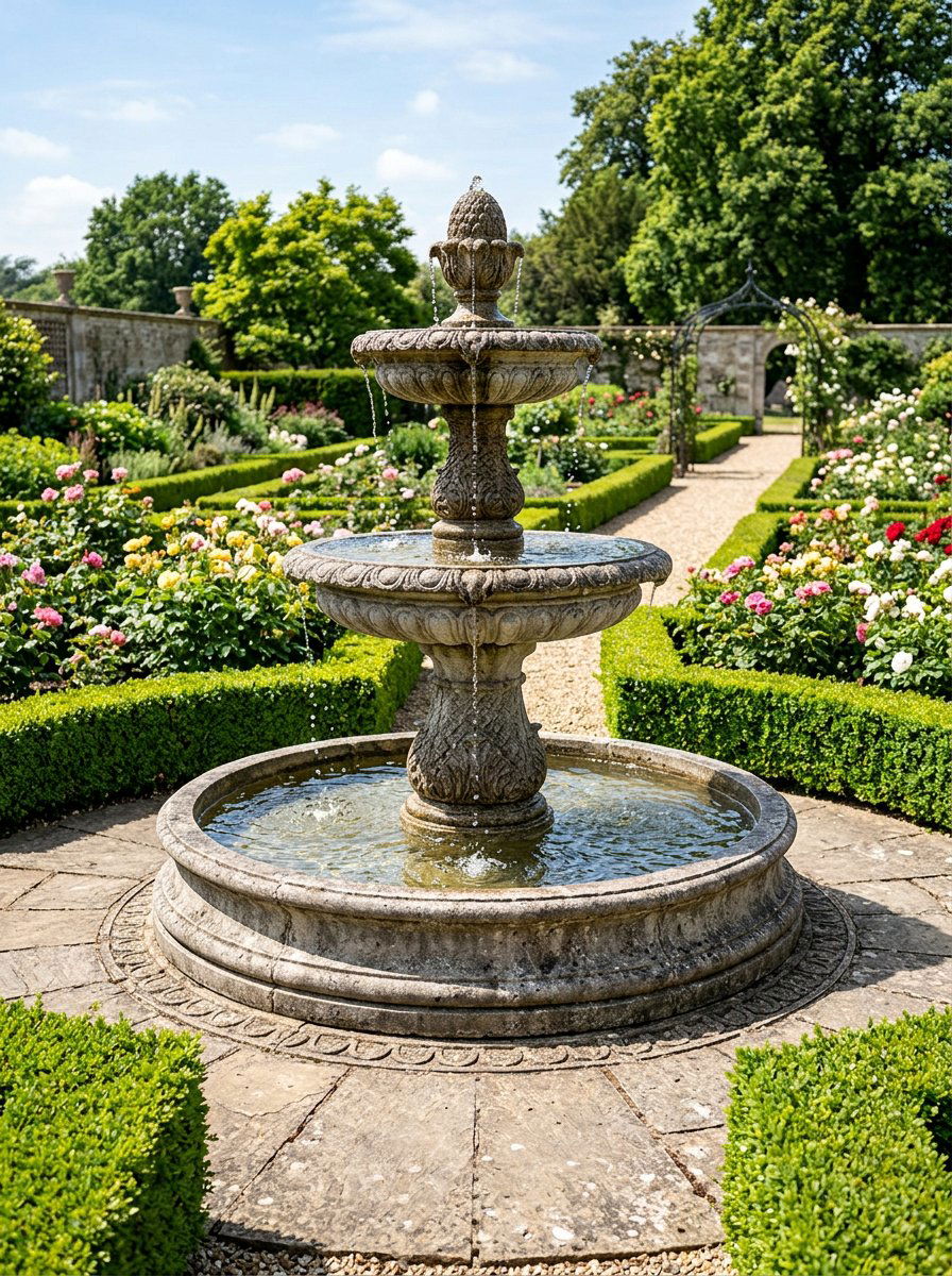 Tiered stone fountain - 25 backyard fountain ideas