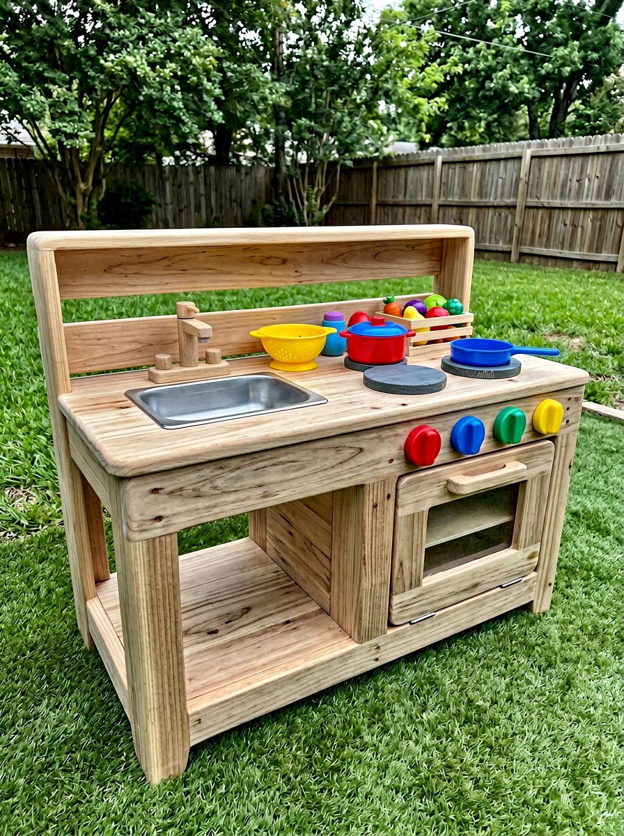 Toddler Sized Pallet Kitchen - 25 Pallet Outdoor Play Kitchen Ideas