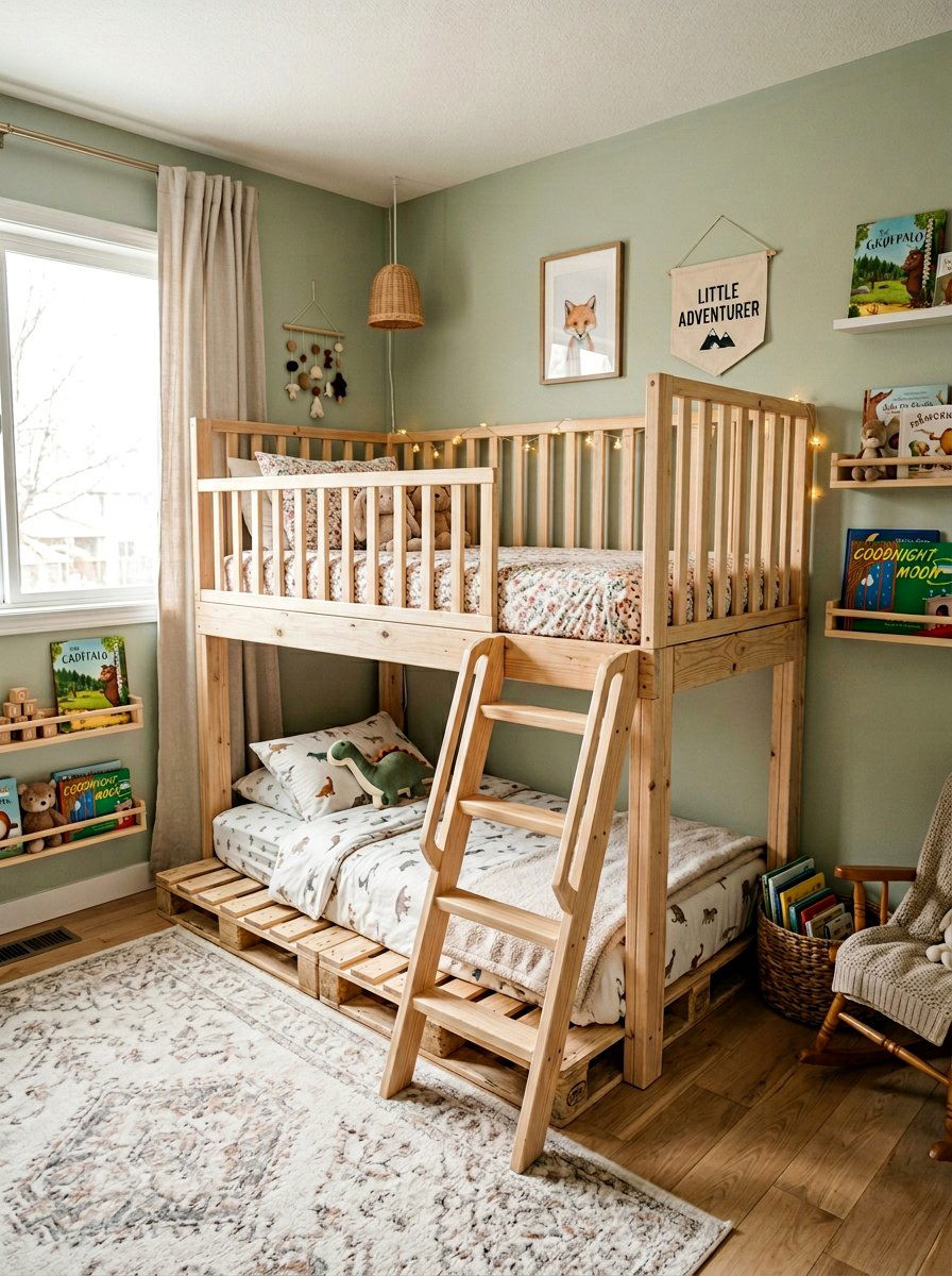 Toddler pallet bunk bed - 25 Pallet bunk bed ideas