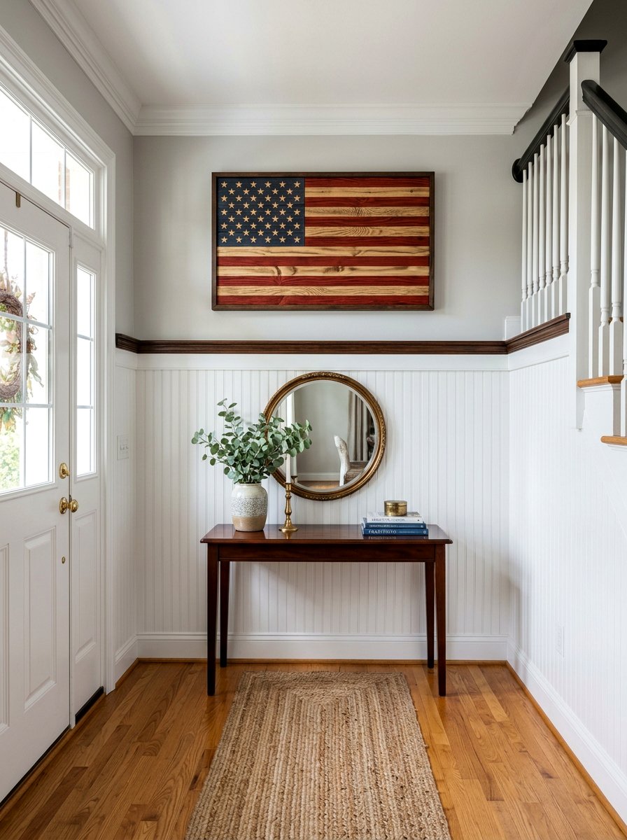 Traditional Wood Flag Plaque - 25 Pallet Flag Holder Ideas