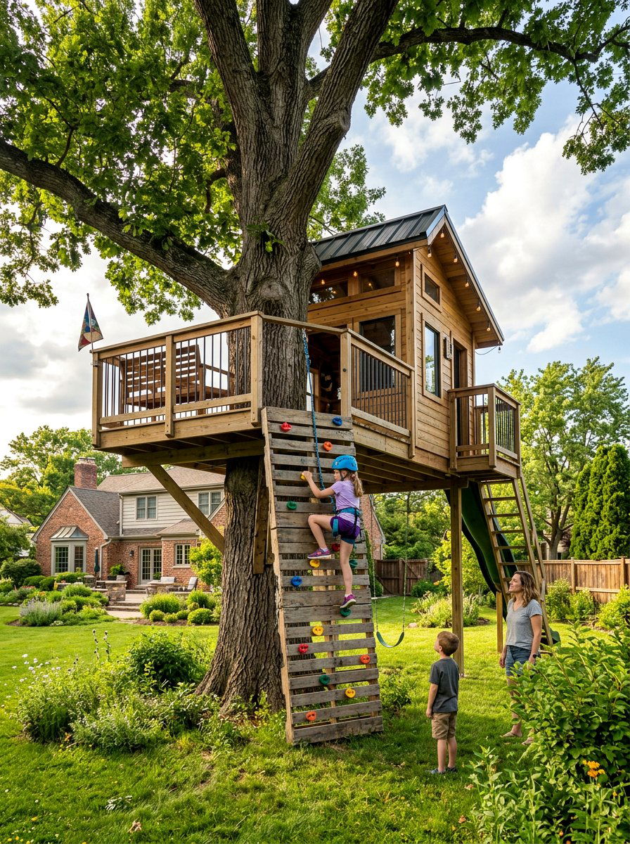 Tree House Climbing Wall - 25 Pallet Climbing Wall for Kids Ideas