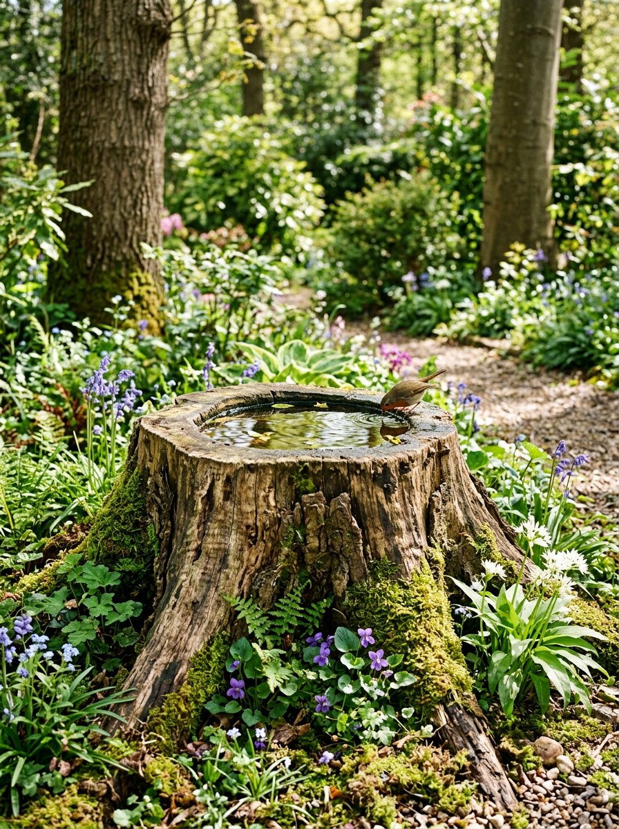 Tree Stump Bird Bath - 25 unique bird bath ideas