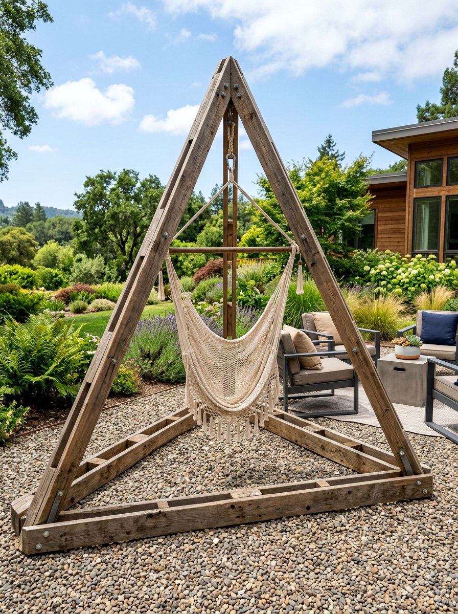 Triangle Pallet Hammock Frame - 25 Pallet Hammock Stand Ideas