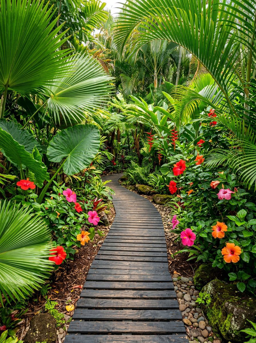 Tropical Jungle Path - 25 Pallet Walkway for Garden Ideas