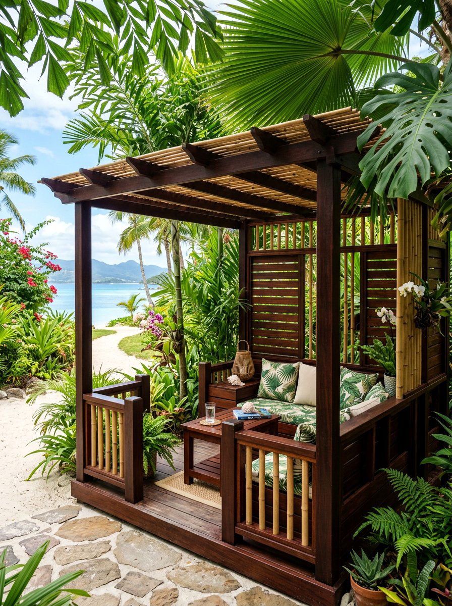 Tropical Pallet Surround - 25 Pallet Hot Tub Surround Ideas