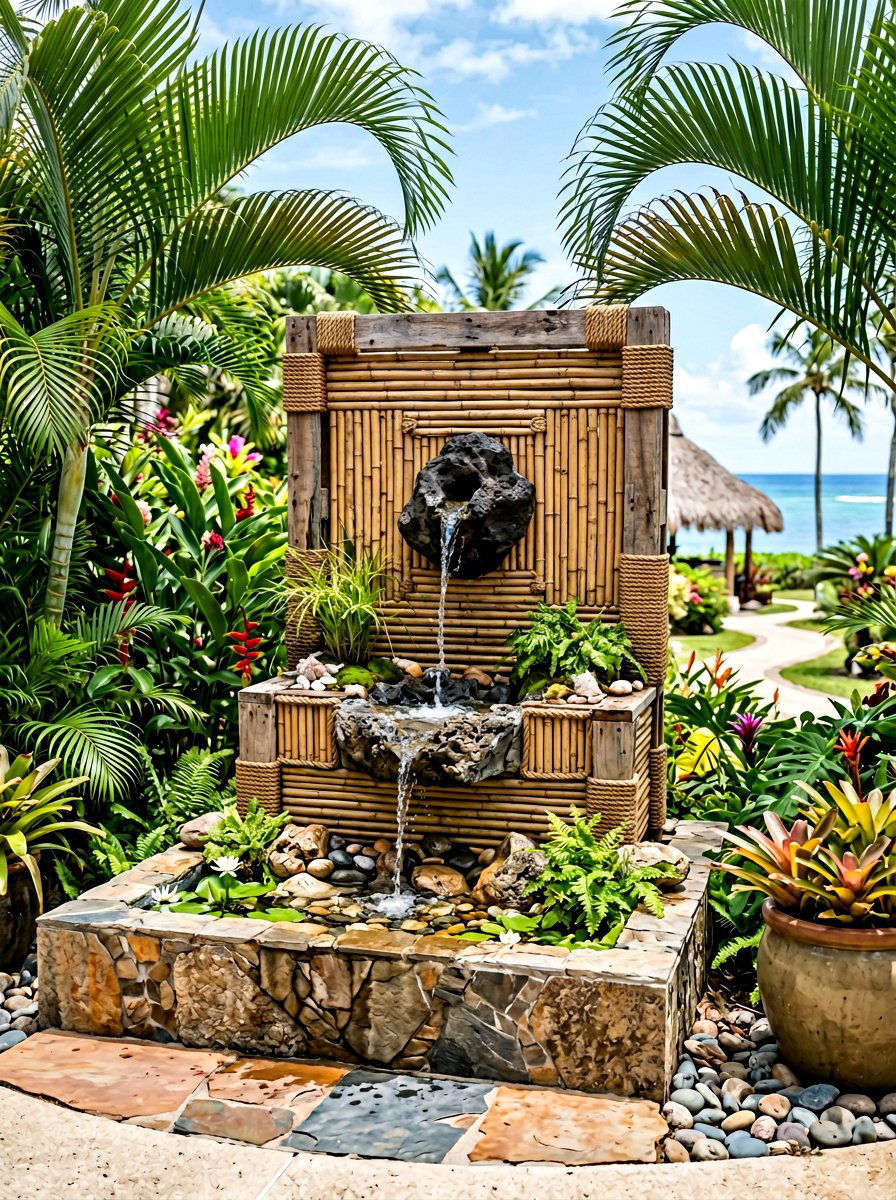 Tropical Style Pallet Fountain - 25 Pallet Water Fountain Base Ideas