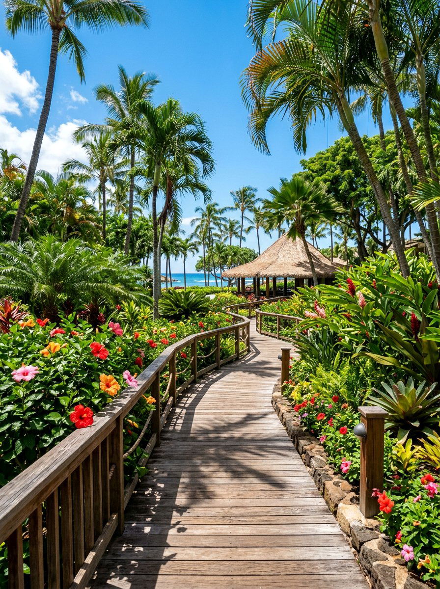 Tropical garden boardwalk - 25 Pallet Garden Pathway Ideas