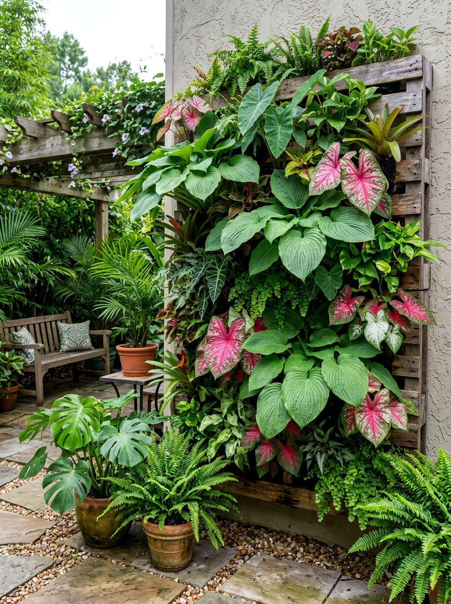 Tropical plant pallet wall - 25 Pallet Hanging Planter Ideas
