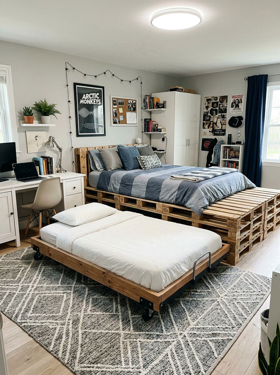 Trundle Pallet Bed - 25 Pallet bed ideas for teenagers