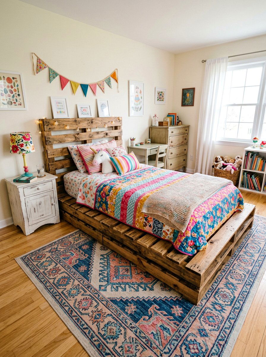Twin pallet bed - 25 Pallet bed ideas for girls room
