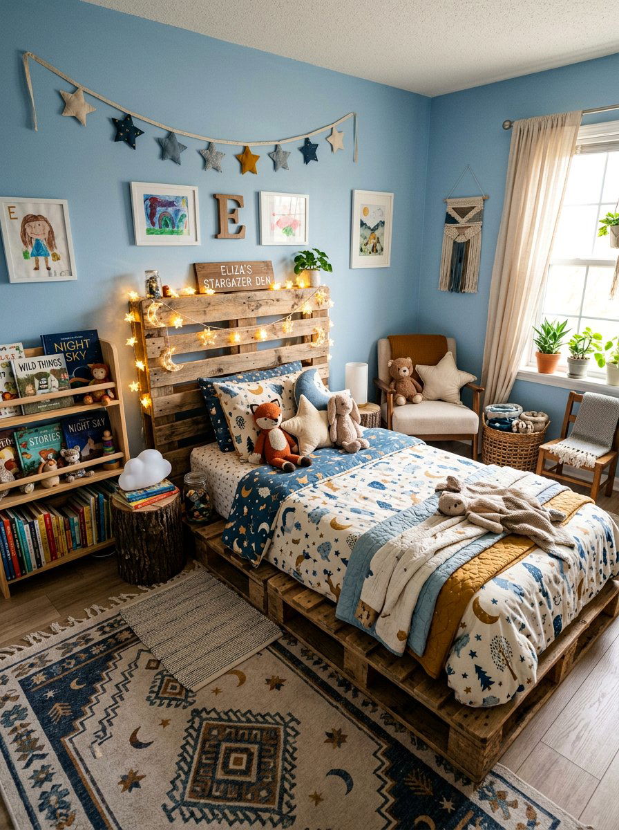 Twin pallet bed - 25 Pallet bed ideas with LED lights