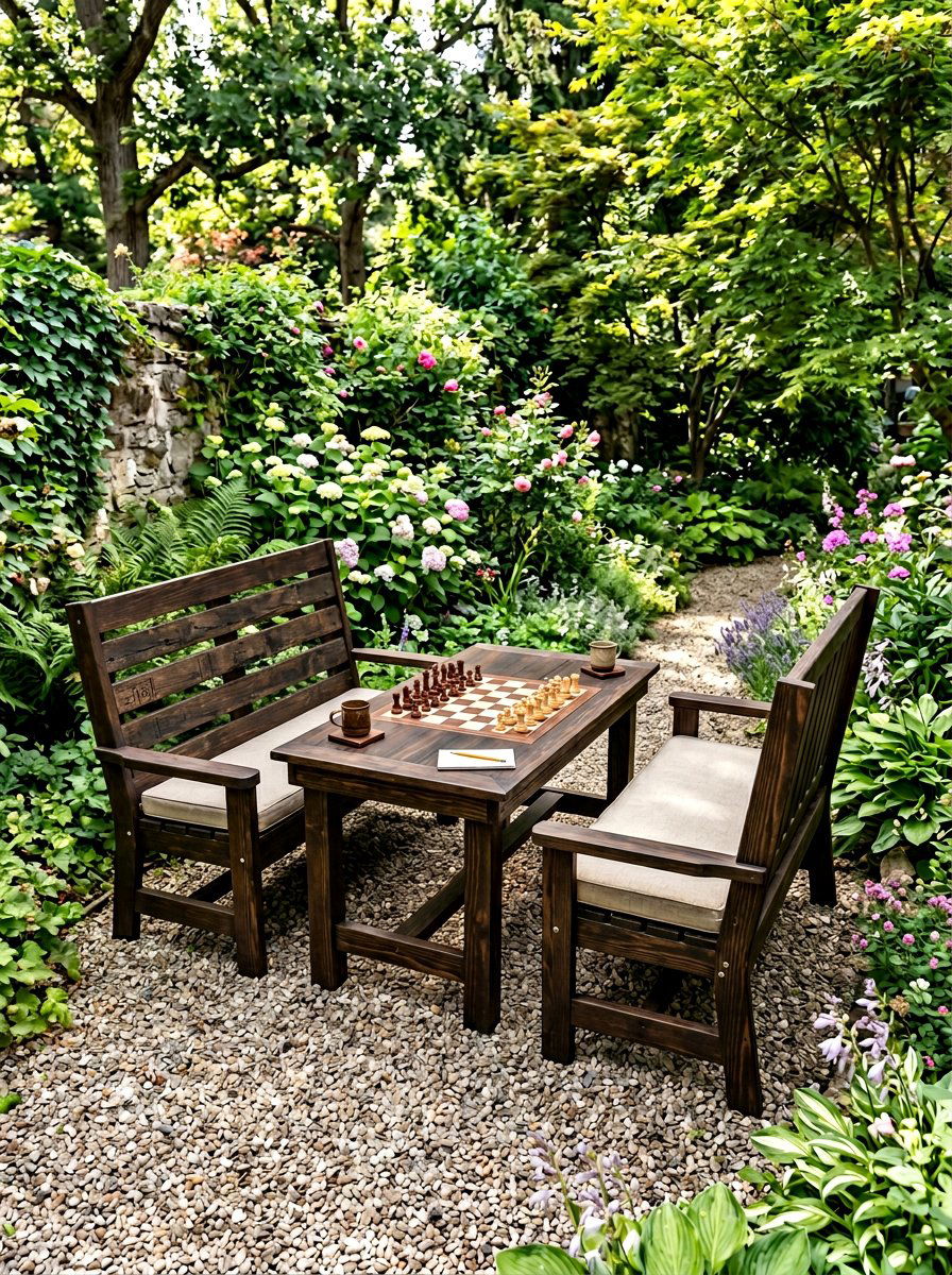 Two Person Pallet Bench Game Table - 25 Pallet Outdoor Chess Table Ideas