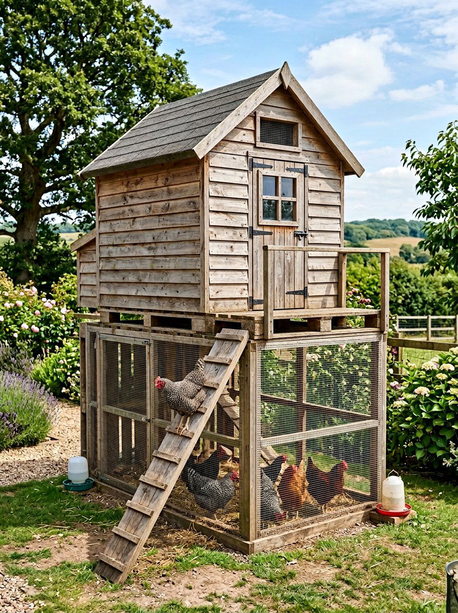 Two Story Pallet Chicken Coop - 25 Pallet Chicken Coop Ideas