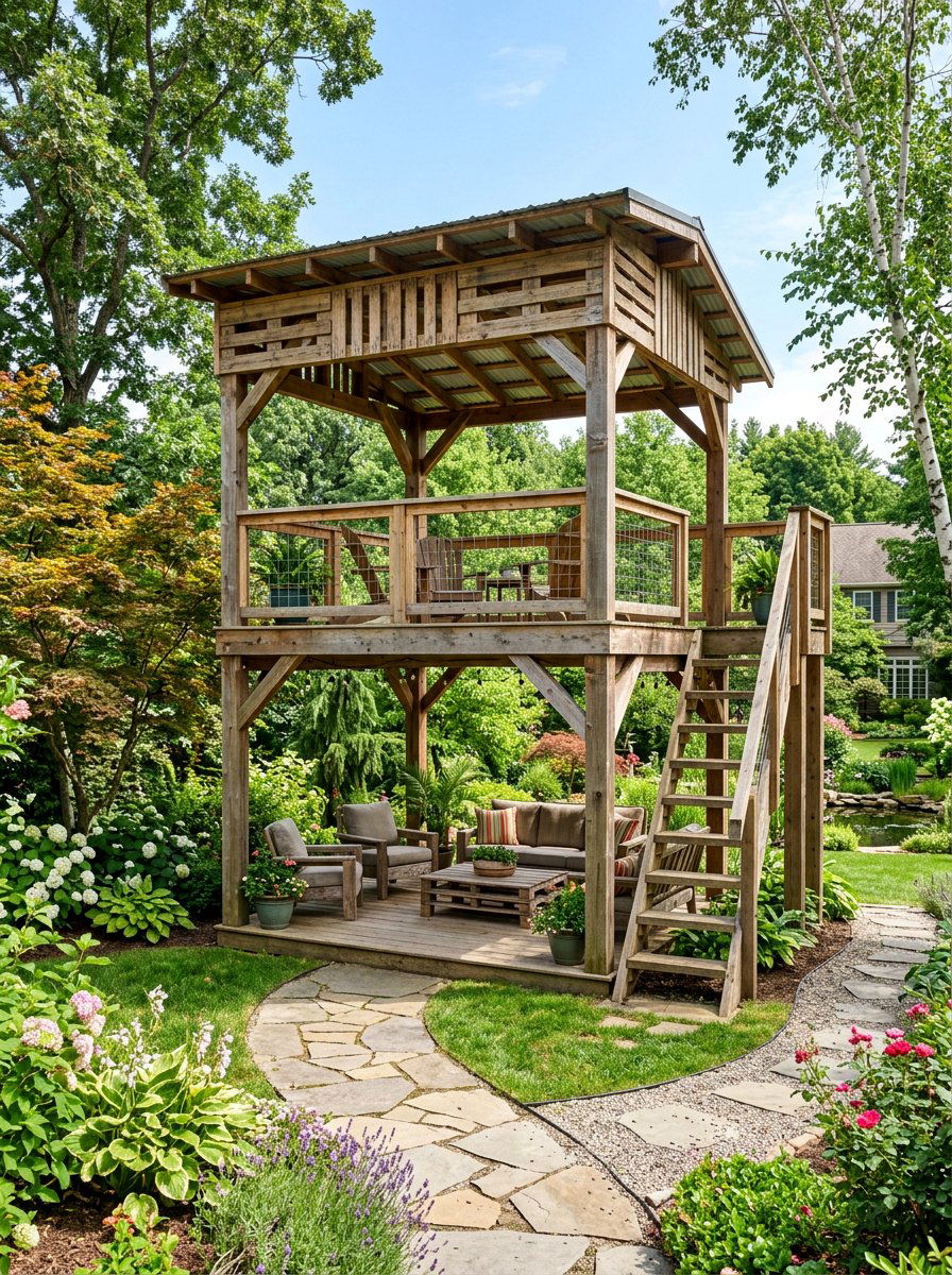 Two Story Pallet Gazebo - 25 Pallet Gazebo Frame Ideas