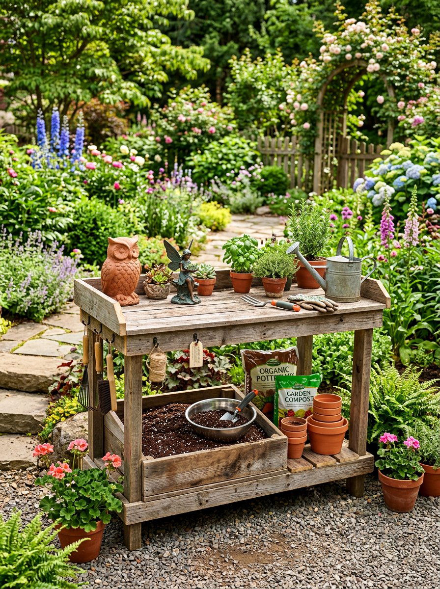 Two Tier Potting Table - 25 Pallet Potting Bench Ideas