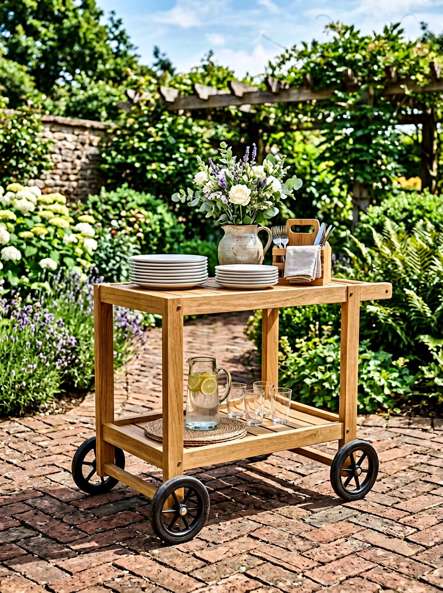 Two Tier Wood Serving Cart - 25 Pallet Outdoor Serving Cart Ideas