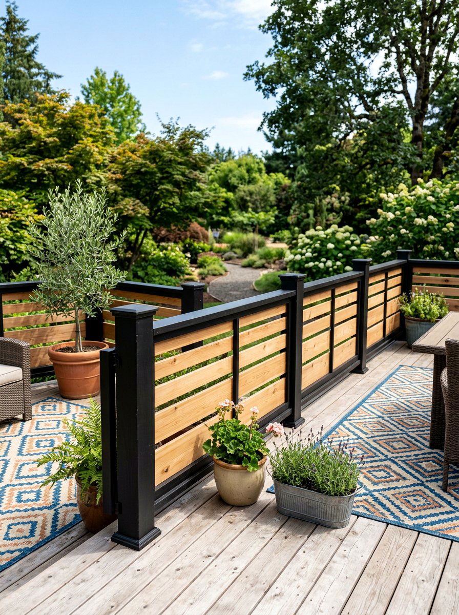 Two Tone Pallet Railing - 25 Pallet Deck Railing Ideas