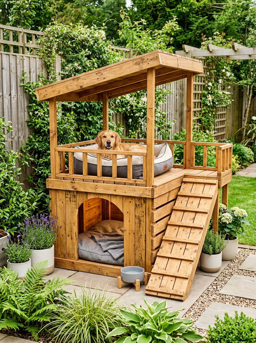 Two story pallet dog house - 25 pallet dog house ideas