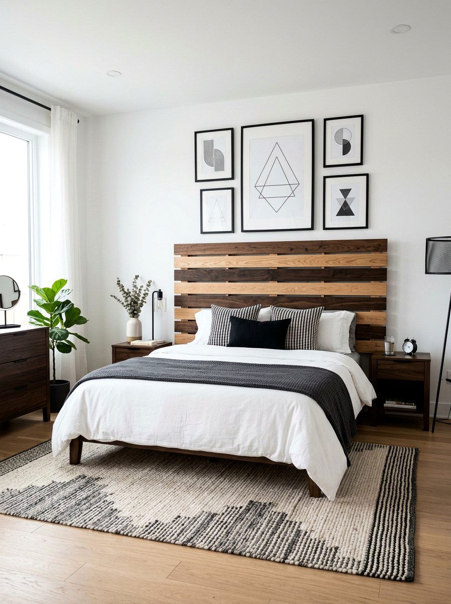 Two toned pallet headboard - 25 Pallet headboard ideas
