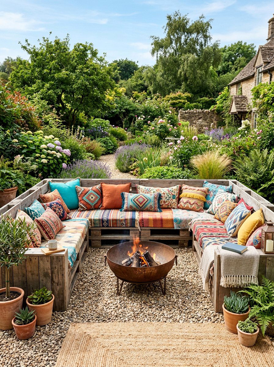 U shaped Pallet Sofa - 25 Pallet Fire Pit Surround Ideas