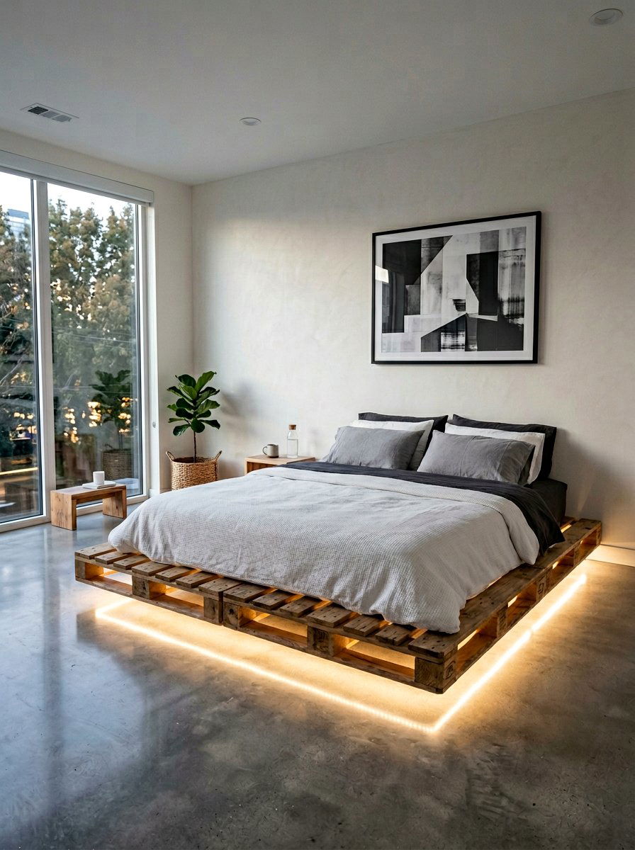 Under Bed Pallet Lighting - 25 Illuminated pallet bed ideas