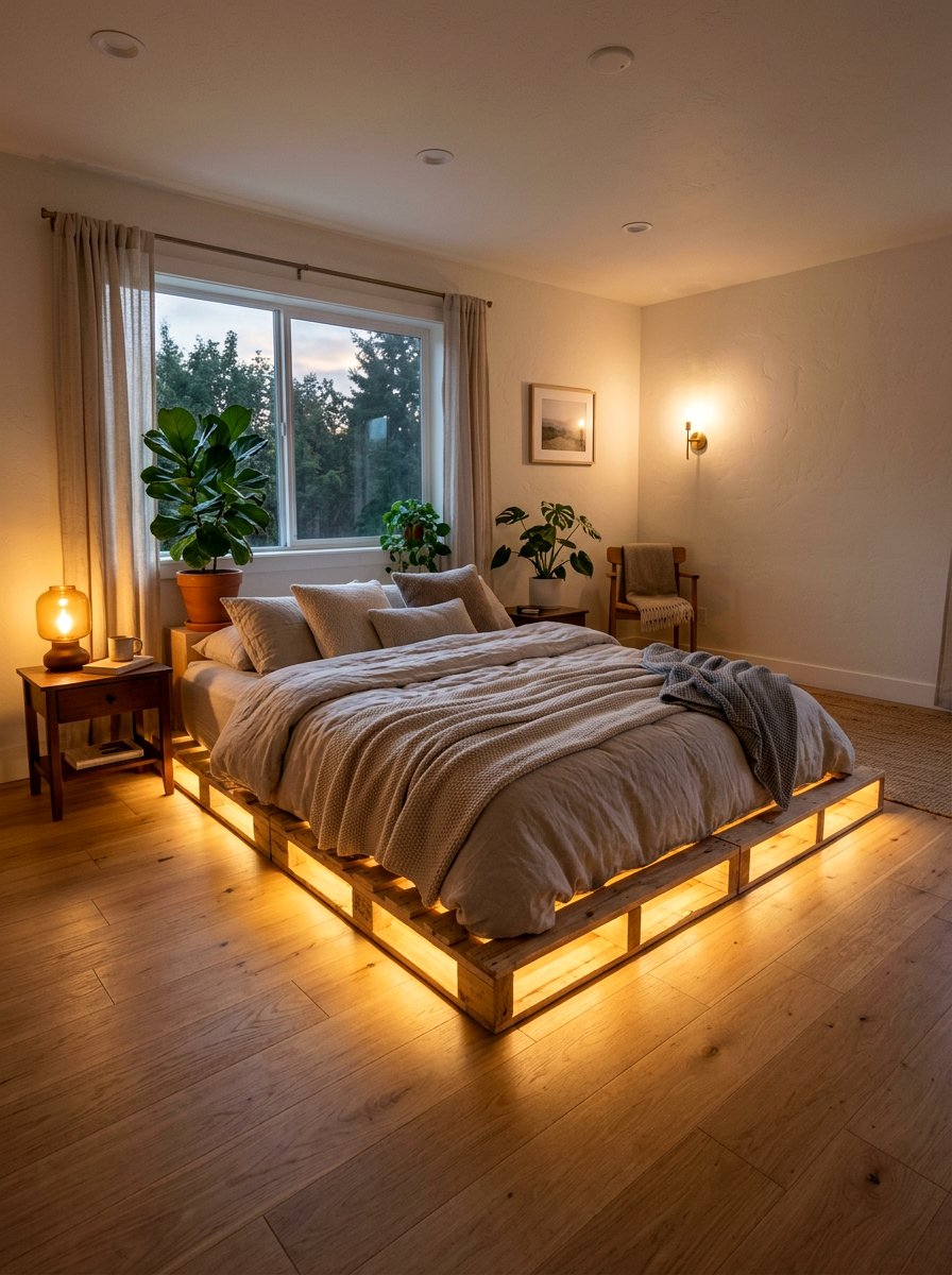 Under Glow Pallet Bed - 25 Pallet bed ideas with lights underneath