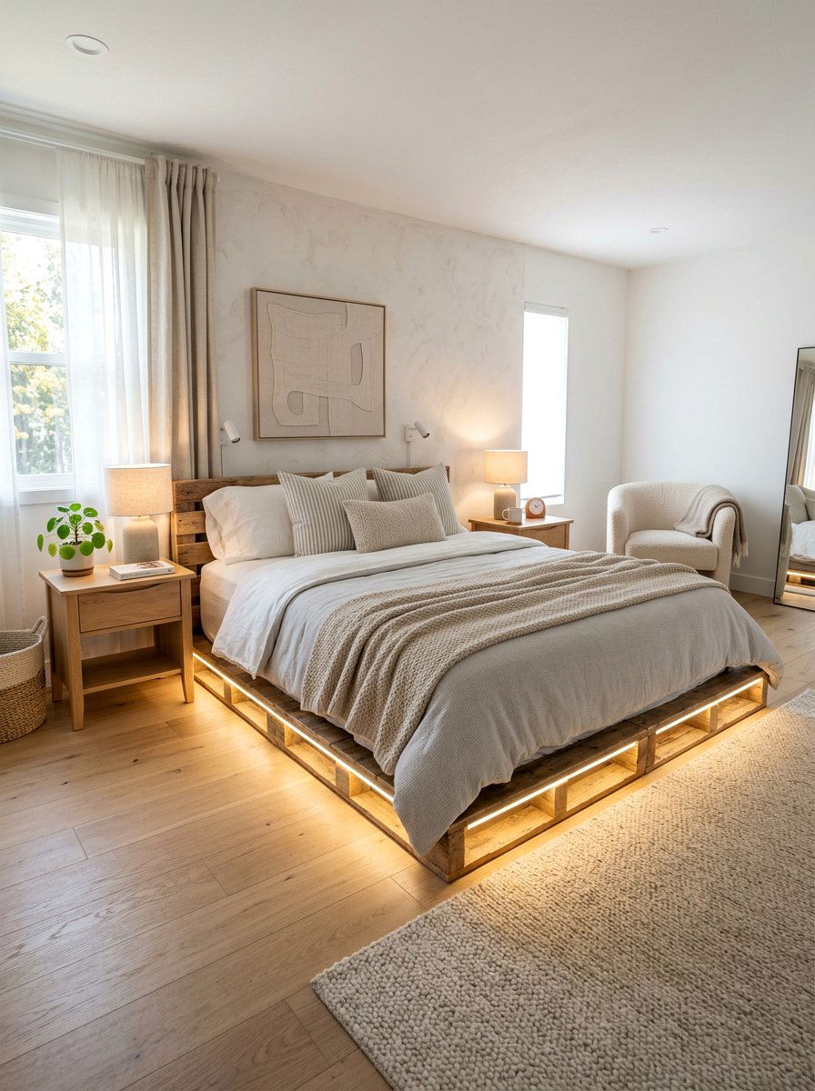 Under bed led light - 25 Lighted pallet bed frame ideas