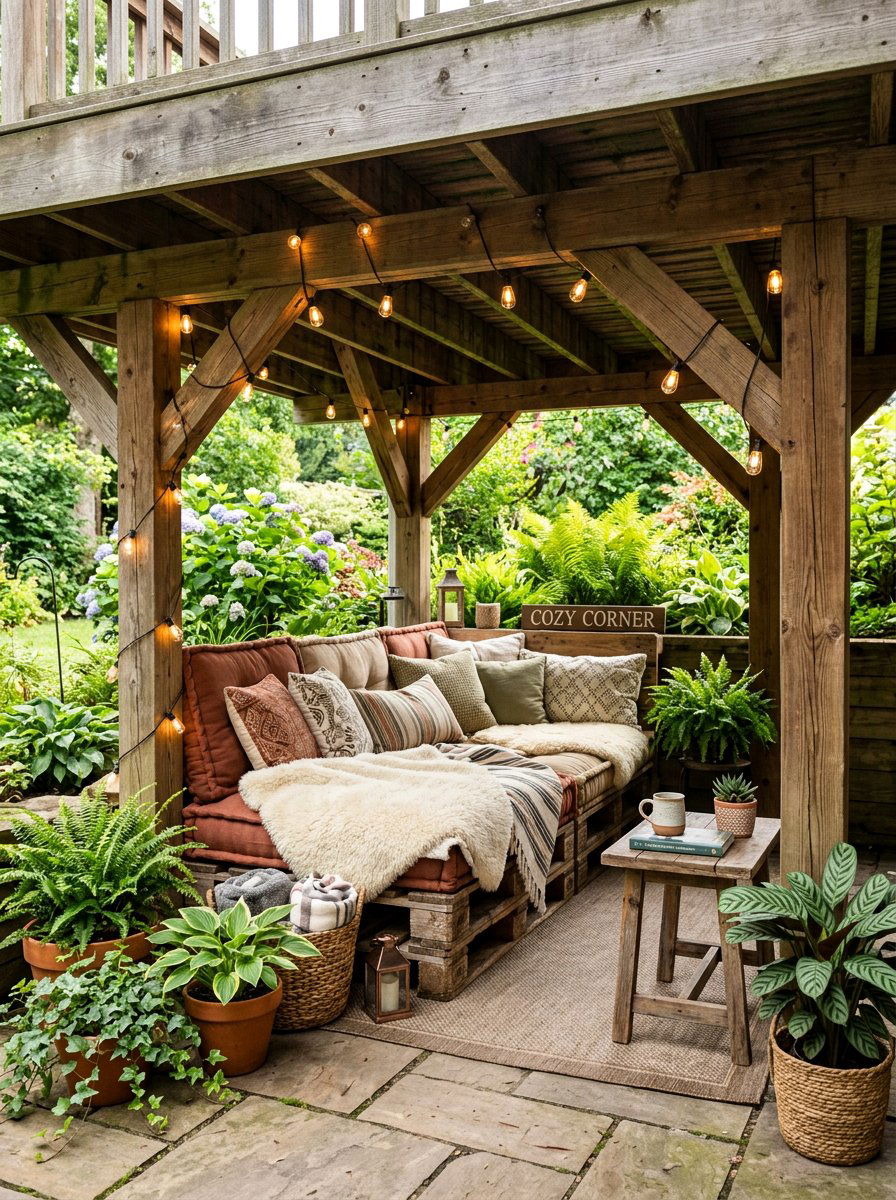Under porch comfort - 25 Outdoor pallet daybed ideas