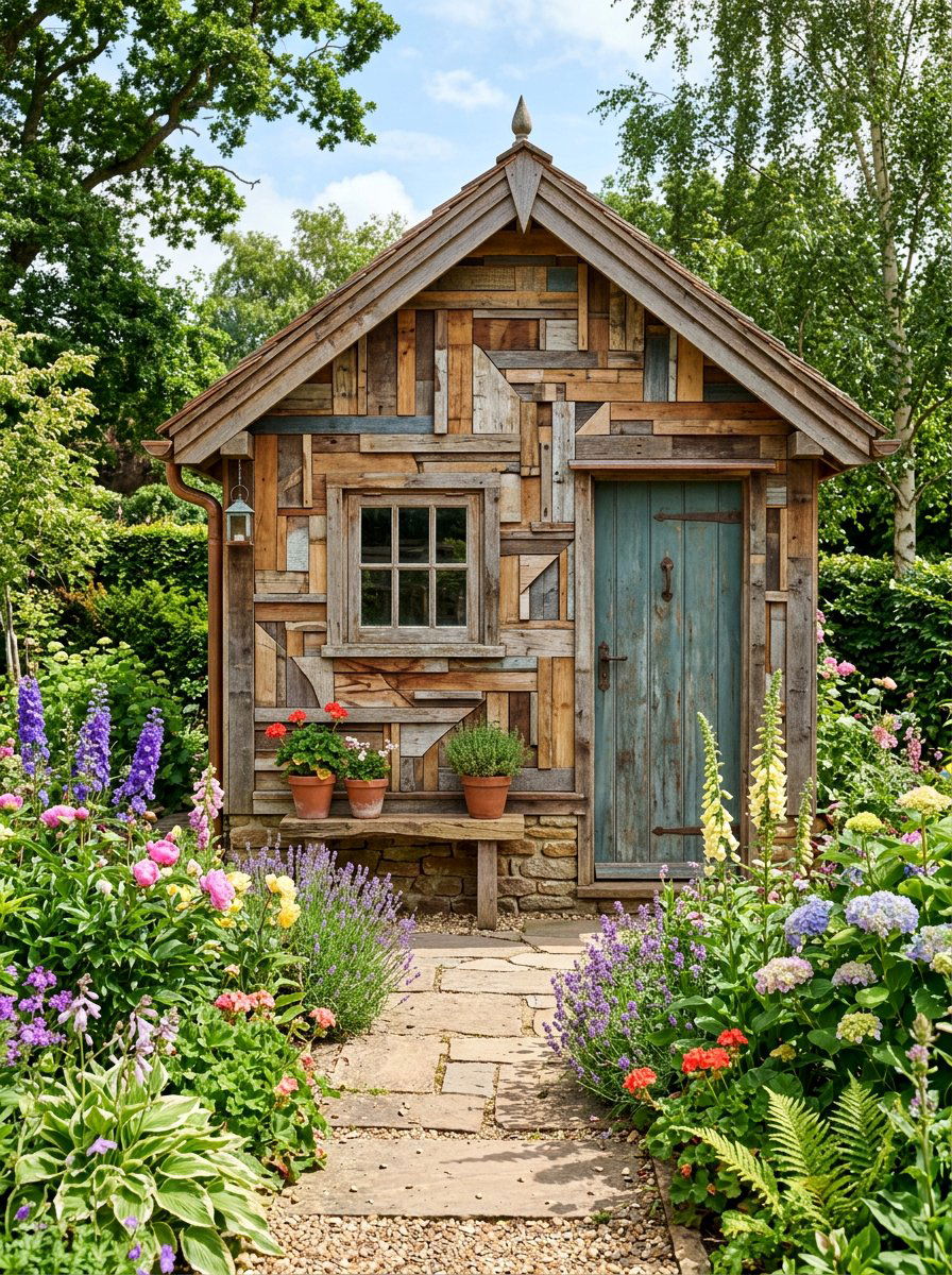 Upcycled Wood Garden Structure - 25 Pallet Tool Shed Ideas