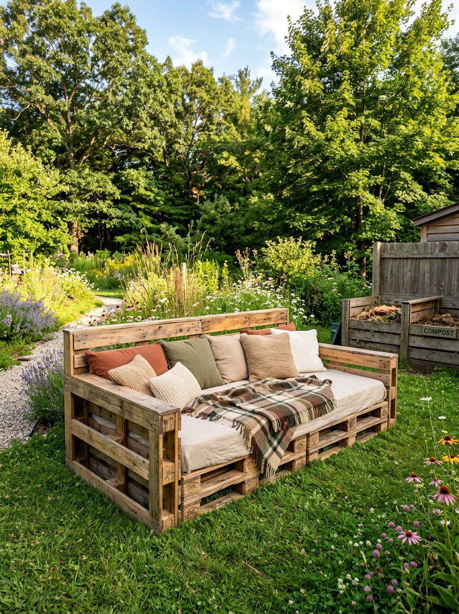 Upcycled wood project - 25 Outdoor pallet daybed ideas
