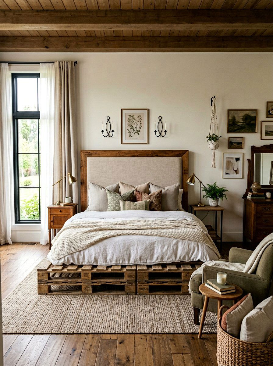 Upholstered Headboard Bedroom - 25 King size pallet bed ideas