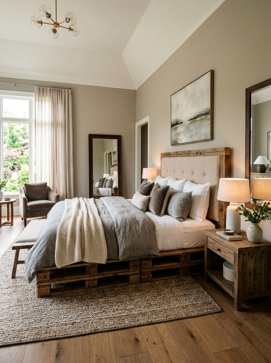 Upholstered Headboard Pallet Bed - 25 California king pallet bed ideas