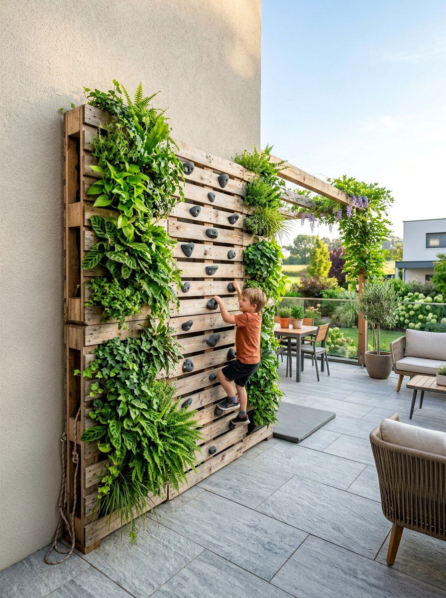 Vertical Garden Play Wall - 25 Pallet Climbing Wall for Kids Ideas