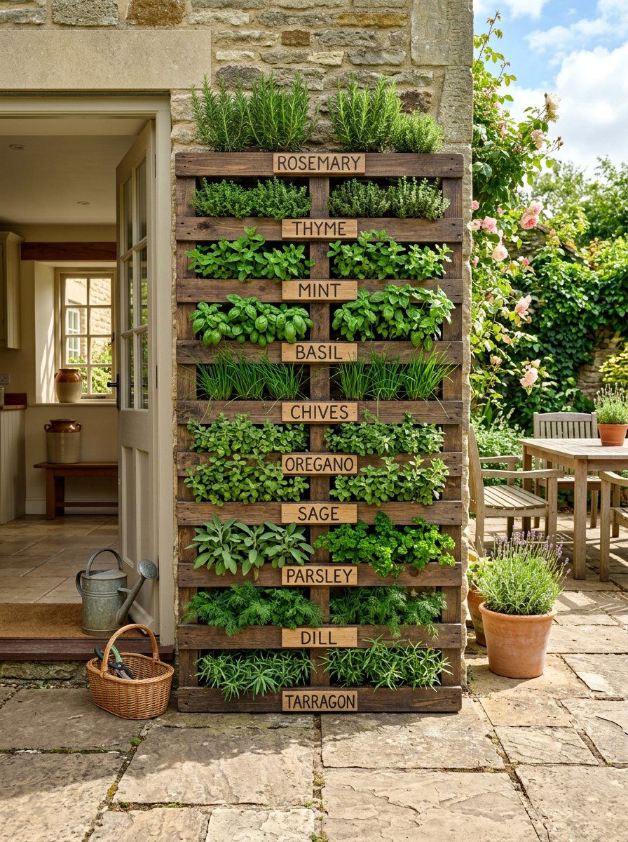 Vertical Herb Garden Screen - 25 Pallet Privacy Screen Ideas
