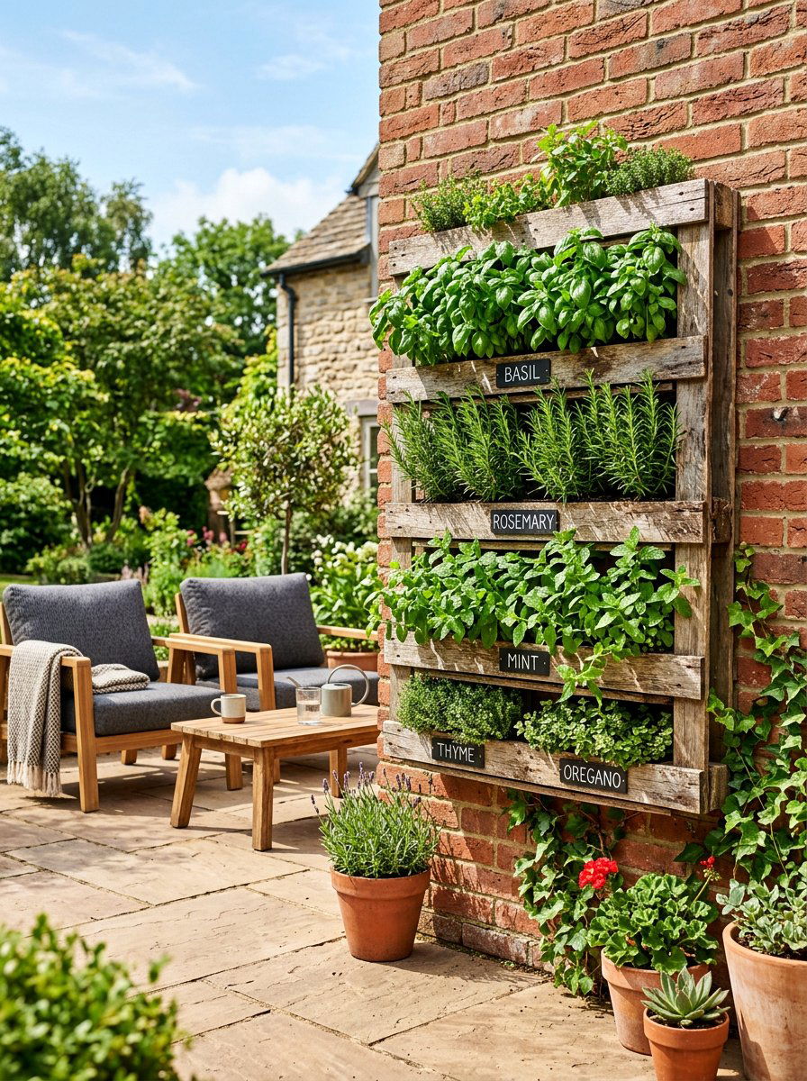 Vertical Herb Garden - 25 Pallet Wall Planter Ideas